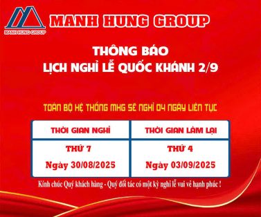 MANH HUNG GROUP THÔNG BÁO LỊCH NGHỈ LỄ QUỐC KHÁNH 2/9/2025