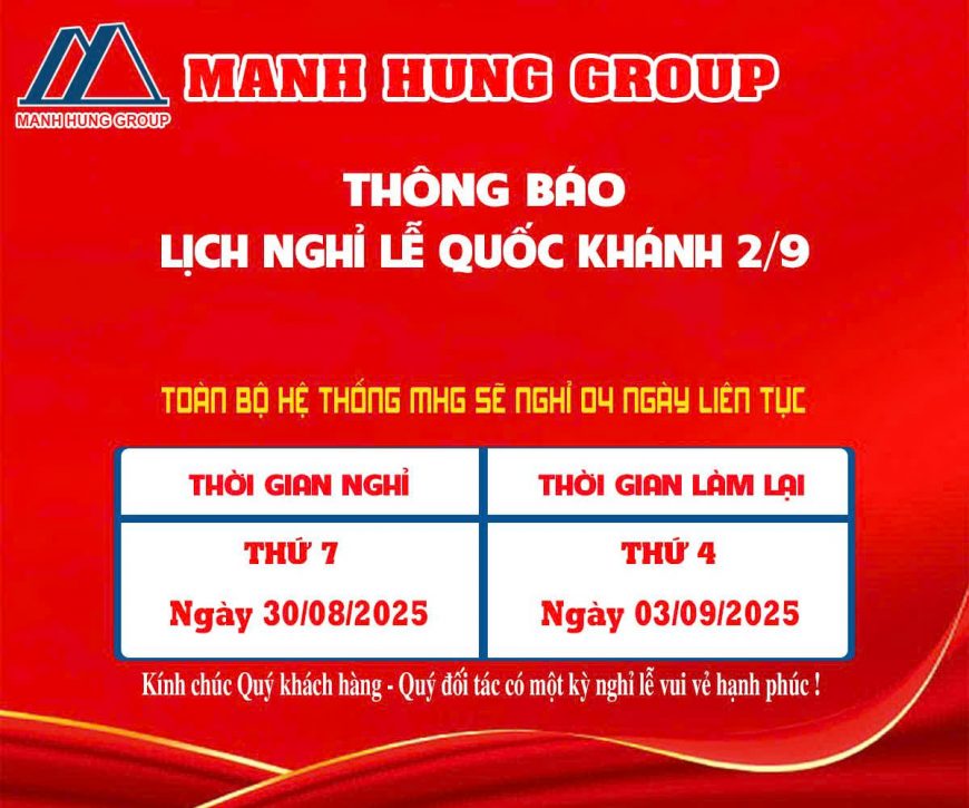MANH HUNG GROUP THÔNG BÁO LỊCH NGHỈ LỄ QUỐC KHÁNH 2/9/2025